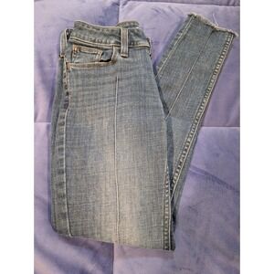 Levis 535 Super Skinny Jeans Womens 25 Blue Front Seam Raw Hem Leggings